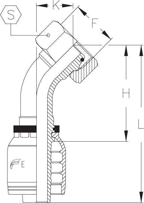 E04-16FML45 FML45 - Metric 24? Female Light - 45? Elbow - Echelon Supply